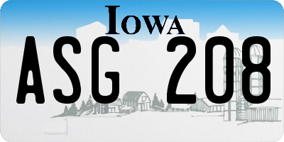 IA license plate ASG208