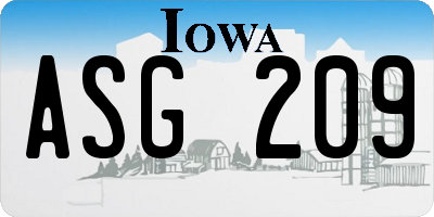 IA license plate ASG209