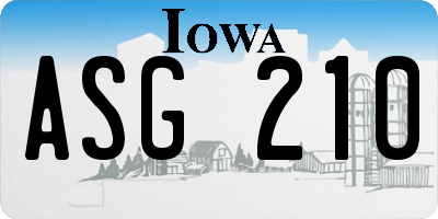 IA license plate ASG210
