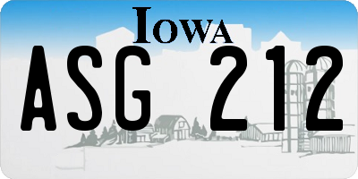 IA license plate ASG212