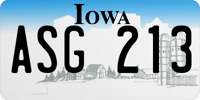 IA license plate ASG213
