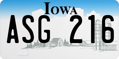 IA license plate ASG216