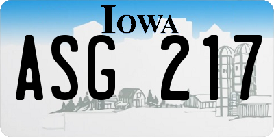 IA license plate ASG217