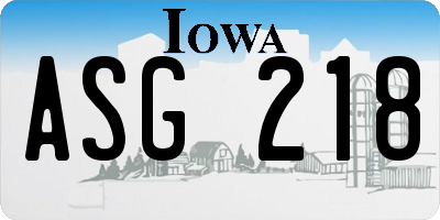 IA license plate ASG218