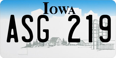 IA license plate ASG219