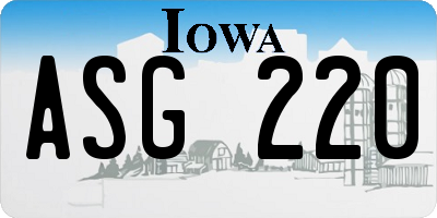 IA license plate ASG220
