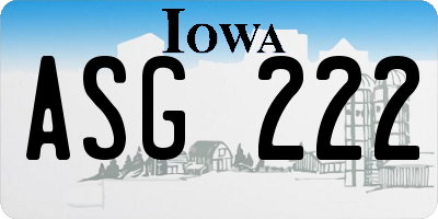 IA license plate ASG222