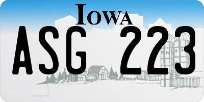 IA license plate ASG223