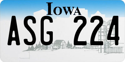 IA license plate ASG224