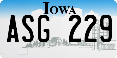 IA license plate ASG229