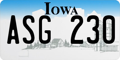 IA license plate ASG230