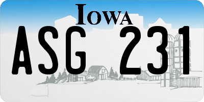 IA license plate ASG231