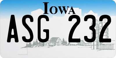 IA license plate ASG232