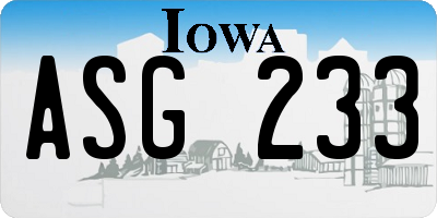 IA license plate ASG233