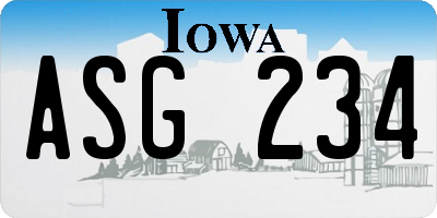 IA license plate ASG234