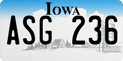 IA license plate ASG236