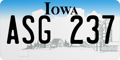 IA license plate ASG237