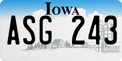 IA license plate ASG243