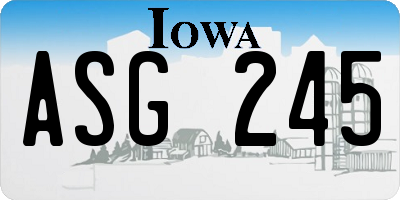 IA license plate ASG245