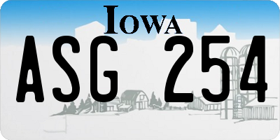IA license plate ASG254