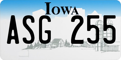 IA license plate ASG255
