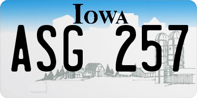 IA license plate ASG257