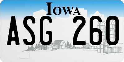 IA license plate ASG260