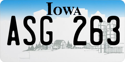 IA license plate ASG263