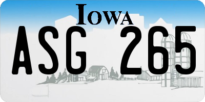 IA license plate ASG265