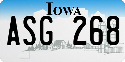IA license plate ASG268