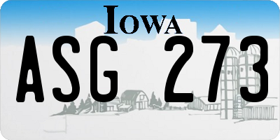 IA license plate ASG273