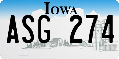 IA license plate ASG274