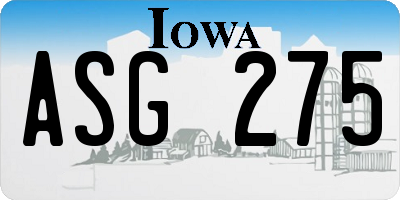 IA license plate ASG275