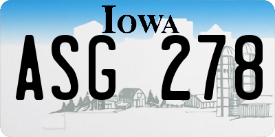 IA license plate ASG278