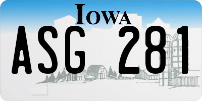 IA license plate ASG281