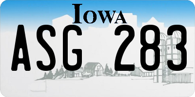 IA license plate ASG283