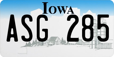 IA license plate ASG285