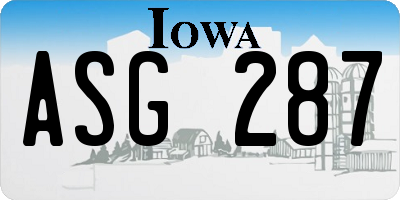 IA license plate ASG287