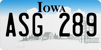 IA license plate ASG289