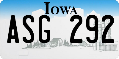 IA license plate ASG292