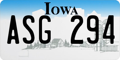 IA license plate ASG294