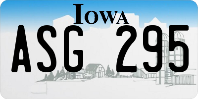 IA license plate ASG295
