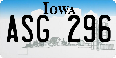 IA license plate ASG296