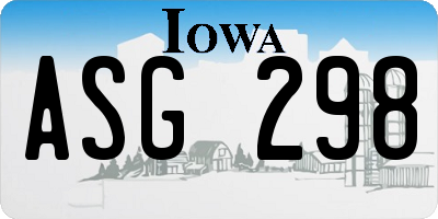 IA license plate ASG298