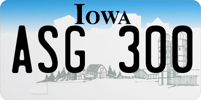 IA license plate ASG300