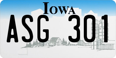 IA license plate ASG301