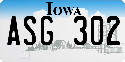 IA license plate ASG302