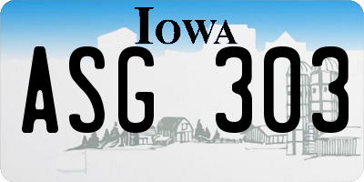 IA license plate ASG303