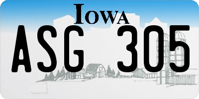 IA license plate ASG305