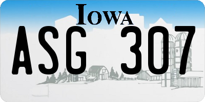 IA license plate ASG307